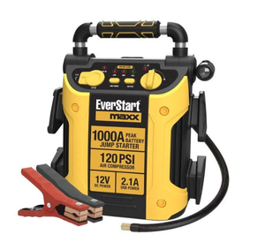 lot 344 image: EverStart J5c09e Maxx 1000 Peak Amp Jump Starter with Compressor, Pivoting LED Light, DC and USB Port