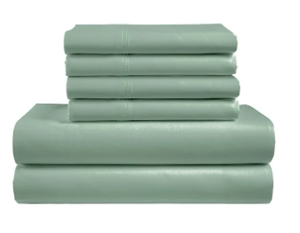 lot 348 image: Color Sense 6-Piece 1200 Thread Count Green Cotton Blend Adult Bed Sheet Set, Queen