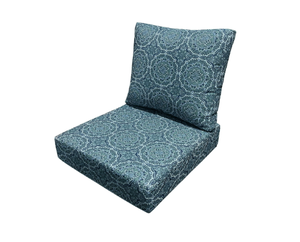 lot 374 image: Better Homes & Gardens 24x 24 Premium Blue & Green Medallion Outdoor 2 Piece Deep Seat Cushion