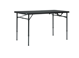lot 375 image: Mainstays 4 Foot Fold-in-Half Adjustable Folding Table, Rich Black