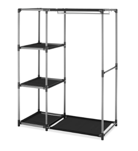 lot 421 image: Whitmor Spacemaker Garment Rack, Resin, Fabric and Metal, Silver and Black