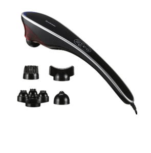 lot 438 image: Brookstone Handheld Percussion Body Massager, 4 Vibration Modes, 5 Interchangeable Heads, Black