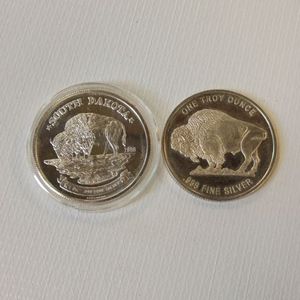 lot 11 image: 2 ONE OUNCE .999 SILVER BULLION  STATE OF SOUTH DAKOTA & INDIAN BUFFALO  TAX EXEMPT