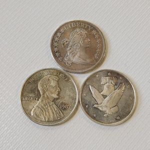 lot 12 image: 3 ONE OUNCE .999 SILVER BULLION  TAX EXEMPT  UNIQUE VARIETY  INCLUDES LINCOLN CENT