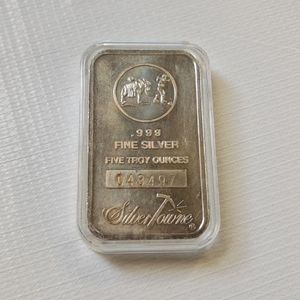 lot 13 image: 5 OUNCE BAR - .999 FINE SILVER  TAX EXEMPT  SILVER TOWNE