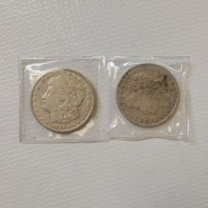 lot 19 image: 2 1921 MORGAN DOLLARS  - VERY COLLECTIBLE