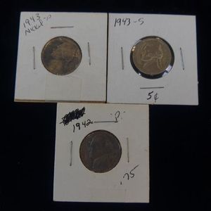 lot 25 image: COLLECTION OF 1940S NICKELS  WAR TIME