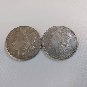 lot 51 image: 2  MORGAN DOLLARS  - VERY COLLECTIBLE  BOTH DATED 1921