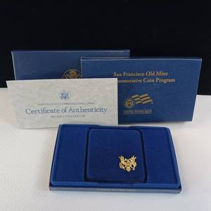 lot 75 image: UNITED STATES MINT  SAN FRANCISCO OLD MINT COMMEMORATIVE COIN PROGRAM  1987 GOLD FIVE DOLLAR  90% GOLD  8.359 GRAMS  3.6% SILVER