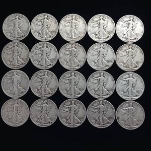 lot 96 image: 10 DOLLARS FACE  PRE-1965 WALKING LIBERTY HALF DOLLARS  YEARS AS SEEN ON IMAGE   20 HALF DOLLARS TOTAL