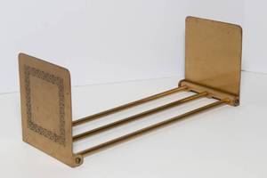 lot 50 image: Vintage Extendable Brass Bookshelf  Adjustable Length 13 to 23, Collapsible Flat