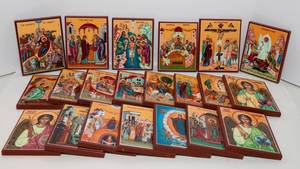 lot 63 image: Set of 21 Montastery Icon Windows into Heaven Wall Hangings