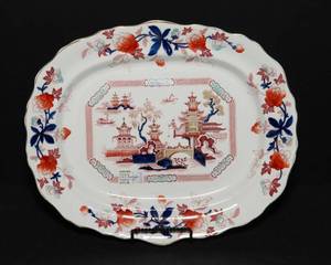 lot 102 image: 15 Tonquin B & L England Platter  Vintage Blue & White Transferware