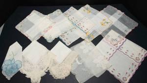 lot 111 image: Set of 10 Vintage Handkerchiefs  Delicate & Collectible