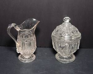 lot 118 image: Cut Glass Pitcher and Matching Candy Dish