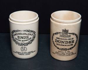 lot 122 image: Set of 2 Vintage James Keiller & Sons Dundee Marmalade Crocks