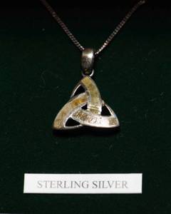 lot 90 image: Connemara Marble Irish Celtic Trinity Knot Pendant Necklace  Sterling Silver