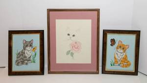 lot 139 image: Set of Three Cross-Stitch Cats