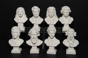 lot 148 image: Set of 8 Classic Composer Miniature Busts  Resin Material
