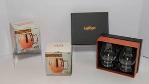 lot 153 image: Set of Two Glencairn Whiskey Glasses & Set of Two Moscow Mule Mugs  Brand New