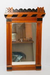 lot 161 image: Antique Wooden Mirror  13.5 x 24