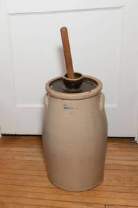 lot 179 image: Vintage Stoneware Butter Churn