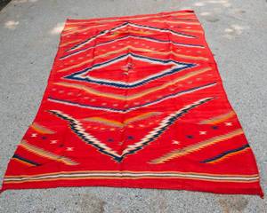 lot 194 image: Southwestern Wool Throw  Vibrant Red Design
