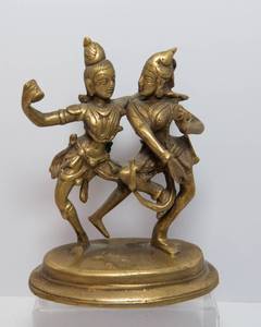 lot 204 image: Vintage Brass Shiva-Parvati Statue  Dancing Pose