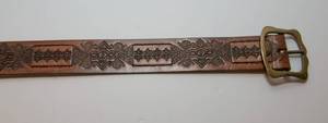 lot 212 image: Leather Belt with Solid Brass Buckle  41 Long