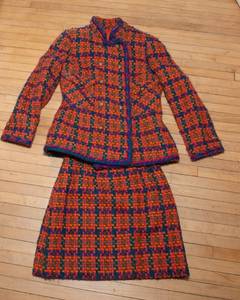 lot 214 image: DeVon Hall Vintage Colorful Boucl Jacket and Skirt Set