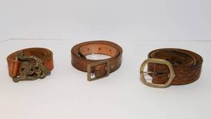 lot 222 image: Set of Three Beautiful Leather Belts