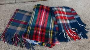 lot 228 image: Set of 3 Plaid Throw Blankets  Mohair Style