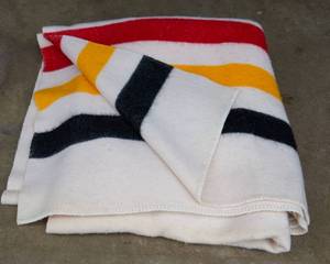 lot 239 image: Vintage Striped Wool Blanket  74 Wide