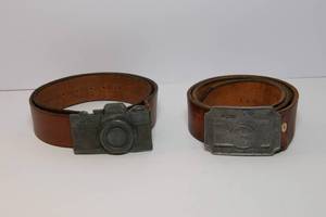 lot 262 image: Leather Belts with Camera Belt Buckles