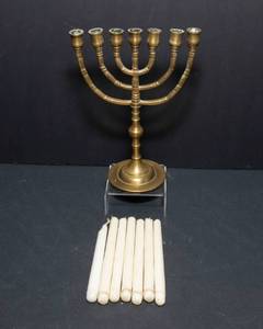 lot 271 image: Brass Menorah  Candelabra