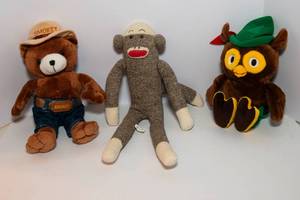 lot 277 image: Smokey the Bear, Woodsy Owl, and Sock Monkey