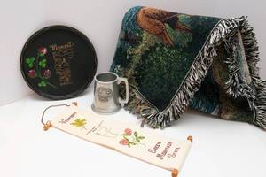 lot 299 image: Vermont-Themed Lot  Throw, Mug, Tray & Wall Hanging