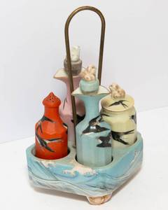 lot 337 image: Unique Vintage Chinese Cruet Set