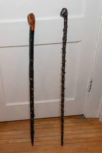 lot 346 image: Set of Two Irish Blackthorn Shillelagh Walking Sticks