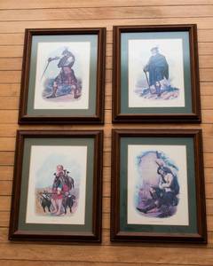 lot 369 image: Set of Four Framed Scottish Clan Art Prints  9 x 11 Each