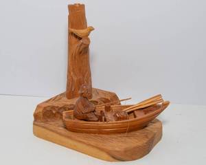 lot 386 image: Handcarved Wooden Fisherman