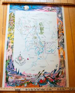 lot 388 image: Vintage 1969 Middle Earth Map Poster  Illustrated by Barbara Remington