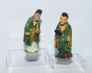 lot 429 image: Pair of Antique Chinese Mud Men Figurines