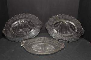 lot 74 image: Set of Three Commemorative Glass Platters  Bicentennial, Centennial & Heroes of Bunker Hill