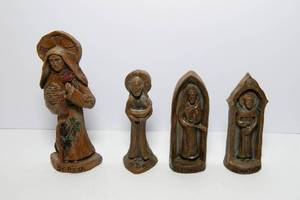 lot 384 image: Set of 4 Carved Resin Saints  Wall or Shelf Display