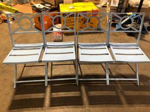 lot 4 image: Lot of  StyleWell Mix and Match Surf Metal Folding Outdoor Dining Chair  Customer Returns See Pictures