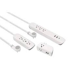 lot 14 image: Commercial Electric 4 ft. Multiple Outlet and Wall Mounted Surge Protector Set (3-Pack) Customer Returns See Pictures