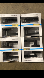 lot 23 image: Lot of Defiant Tonebridge Matte Black BedBath Door Lever with Square Rose   Customer Returns See Pictures