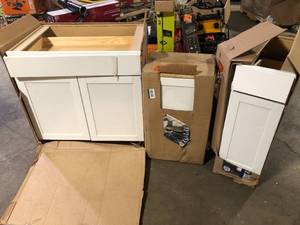 lot 24 image: Lot of Assorted Kitchen Cabinets  Various Models and Conditions    Customer Returns See Pictures