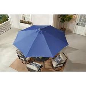 lot 39 image: Hampton Bay 9 ft. Aluminum Market Crank and Tilt Patio Umbrella in Sky Blue   Customer Returns See Pictures